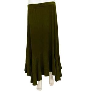 Tantrums XL Asymmetric Green Boho Woodland Fairy Midi Skirt Grunge Earthy Flow